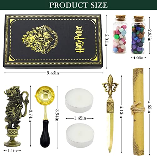 PatPat Harry Potter Gryffindor Seal Stamp Set - Wax Seal Stamp Kit with Gryffindor Wax Seal Stamp, Sealing Wax Beads, Candles, Wax Melting Spoon, Letter Opener, Gift Packing Wax Seal Stamp Kit PatPat Harry Potter Gryffindor Seal Stamp Set - Wax Seal Stamp Kit with Gryffindor Wax Seal Stamp, Sealing Wax Beads, Candles, Wax Melting Spoon, Letter Opener, Gift Packing Wax Seal Stamp Kit